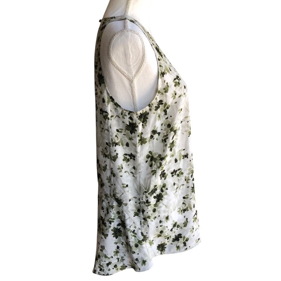 Theory Silk Sleeveless Kalstinn Top Spring Green Floral Size Medium - Picture 12 of 13